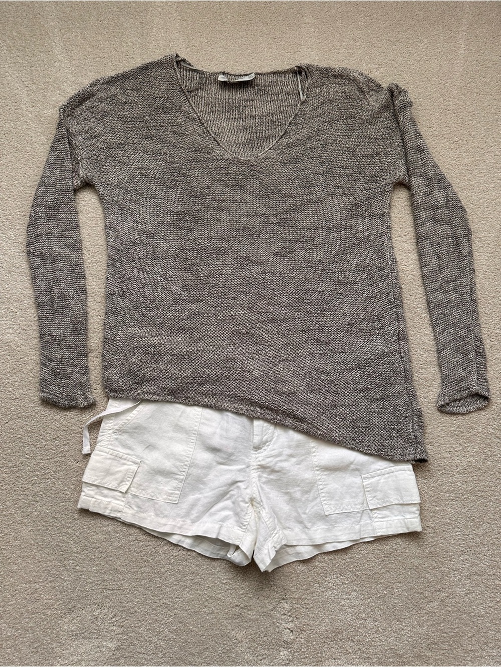 Cute NWT linen shorts and loose weave sweater outfit bundle
